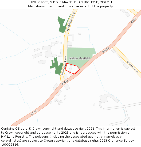 HIGH CROFT, MIDDLE MAYFIELD, ASHBOURNE, DE6 2JU: Location map and indicative extent of plot