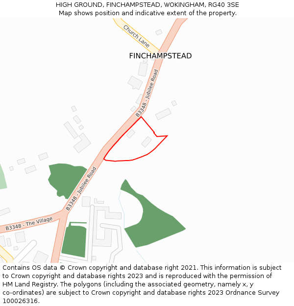 HIGH GROUND, FINCHAMPSTEAD, WOKINGHAM, RG40 3SE: Location map and indicative extent of plot