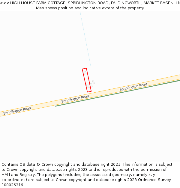 HIGH HOUSE FARM COTTAGE, SPRIDLINGTON ROAD, FALDINGWORTH, MARKET RASEN, LN8 3SQ: Location map and indicative extent of plot