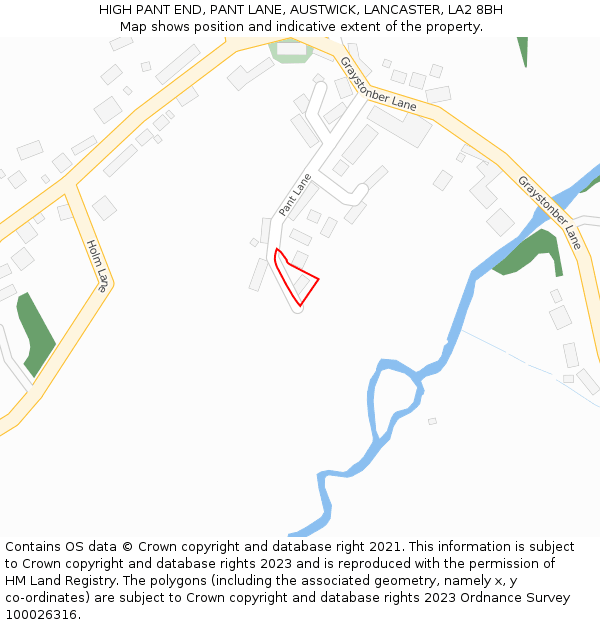 HIGH PANT END, PANT LANE, AUSTWICK, LANCASTER, LA2 8BH: Location map and indicative extent of plot