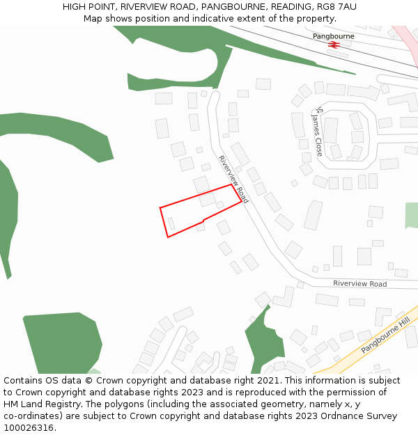 HIGH POINT, RIVERVIEW ROAD, PANGBOURNE, READING, RG8 7AU: Location map and indicative extent of plot