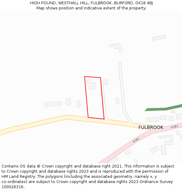 HIGH POUND, WESTHALL HILL, FULBROOK, BURFORD, OX18 4BJ: Location map and indicative extent of plot