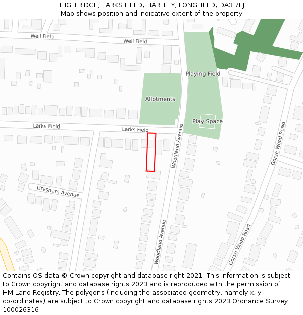 HIGH RIDGE, LARKS FIELD, HARTLEY, LONGFIELD, DA3 7EJ: Location map and indicative extent of plot