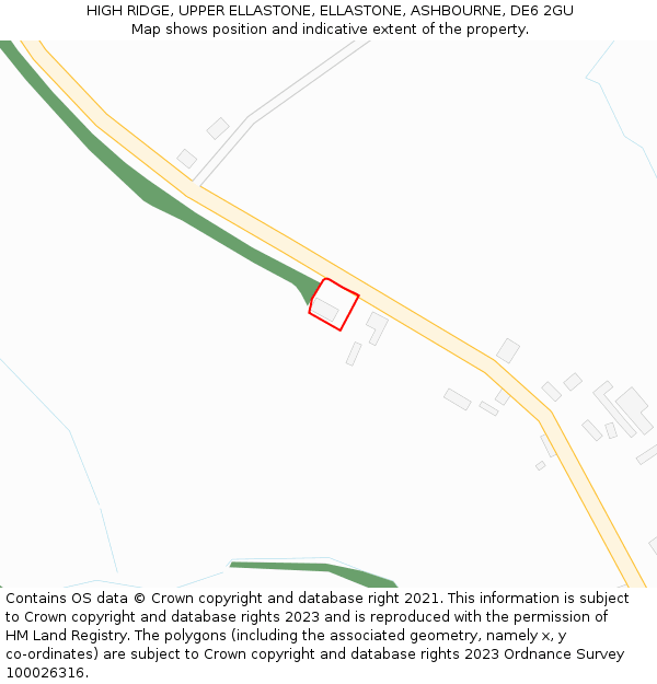 HIGH RIDGE, UPPER ELLASTONE, ELLASTONE, ASHBOURNE, DE6 2GU: Location map and indicative extent of plot