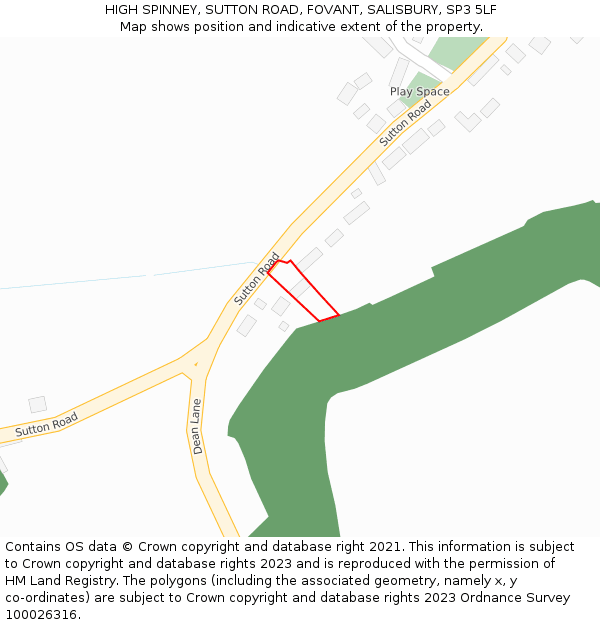 HIGH SPINNEY, SUTTON ROAD, FOVANT, SALISBURY, SP3 5LF: Location map and indicative extent of plot