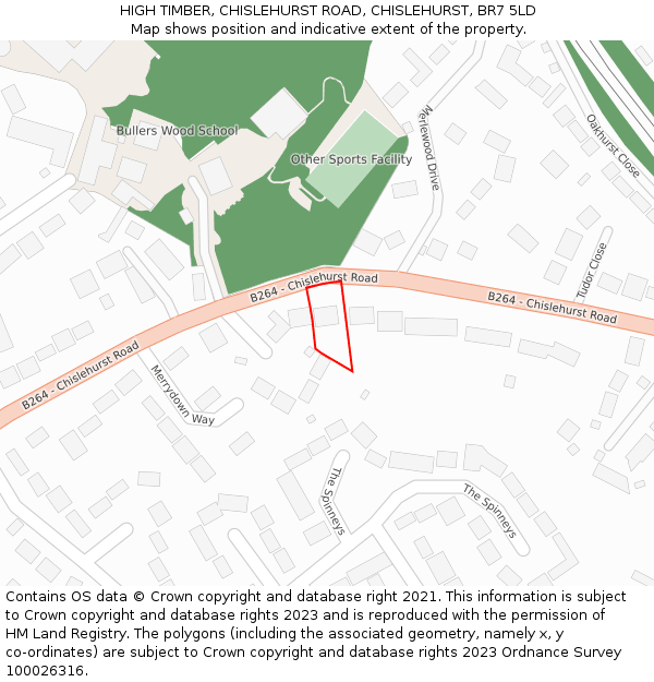 HIGH TIMBER, CHISLEHURST ROAD, CHISLEHURST, BR7 5LD: Location map and indicative extent of plot