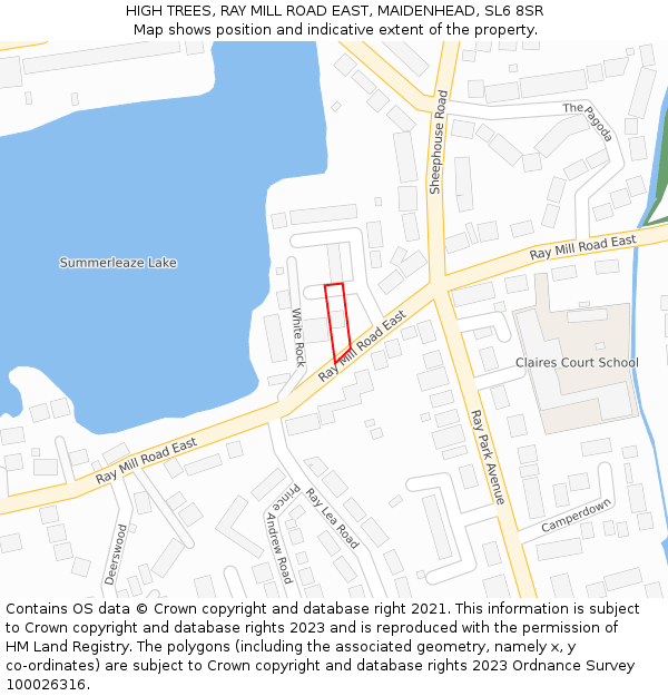 HIGH TREES, RAY MILL ROAD EAST, MAIDENHEAD, SL6 8SR: Location map and indicative extent of plot