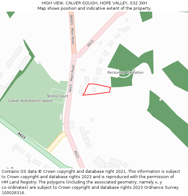 HIGH VIEW, CALVER SOUGH, HOPE VALLEY, S32 3XH: Location map and indicative extent of plot