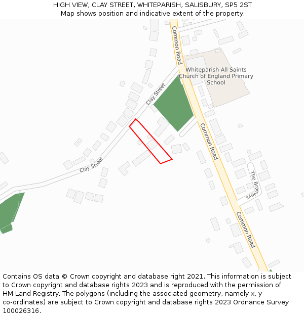 HIGH VIEW, CLAY STREET, WHITEPARISH, SALISBURY, SP5 2ST: Location map and indicative extent of plot