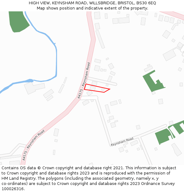 HIGH VIEW, KEYNSHAM ROAD, WILLSBRIDGE, BRISTOL, BS30 6EQ: Location map and indicative extent of plot