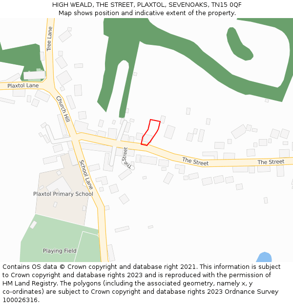 HIGH WEALD, THE STREET, PLAXTOL, SEVENOAKS, TN15 0QF: Location map and indicative extent of plot