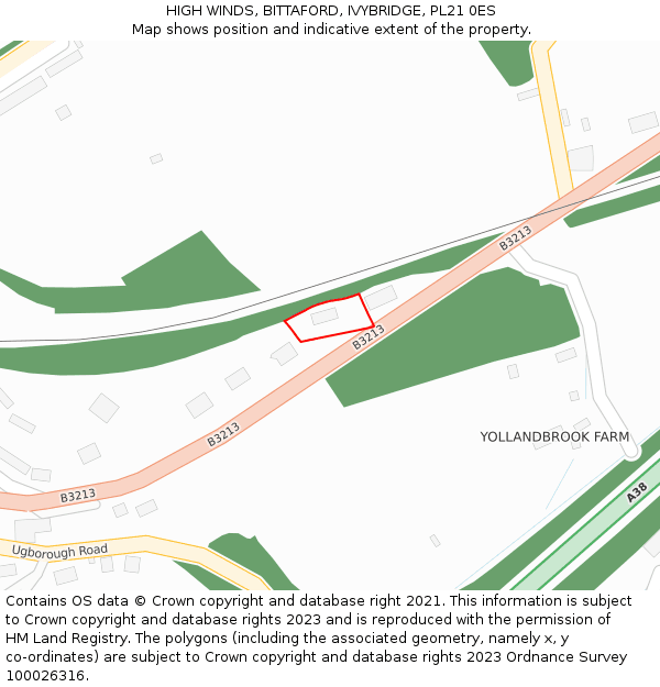 HIGH WINDS, BITTAFORD, IVYBRIDGE, PL21 0ES: Location map and indicative extent of plot
