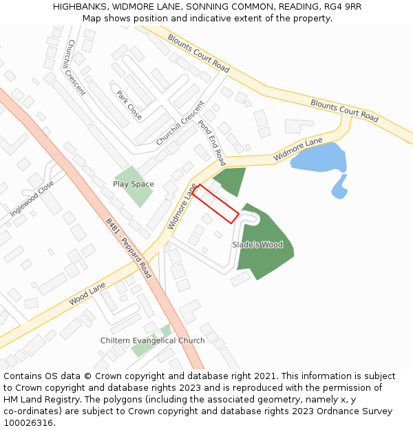 HIGHBANKS, WIDMORE LANE, SONNING COMMON, READING, RG4 9RR: Location map and indicative extent of plot