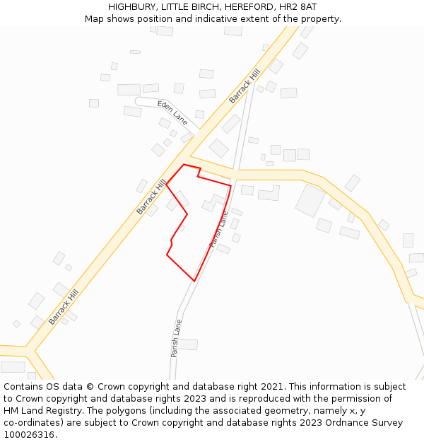 HIGHBURY, LITTLE BIRCH, HEREFORD, HR2 8AT: Location map and indicative extent of plot