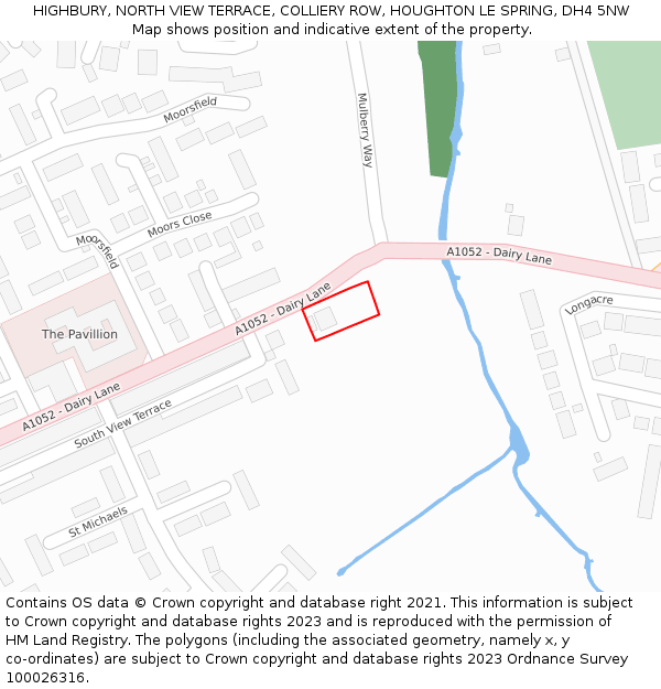 HIGHBURY, NORTH VIEW TERRACE, COLLIERY ROW, HOUGHTON LE SPRING, DH4 5NW: Location map and indicative extent of plot