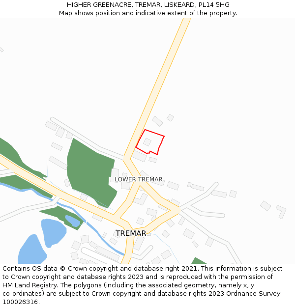 HIGHER GREENACRE, TREMAR, LISKEARD, PL14 5HG: Location map and indicative extent of plot