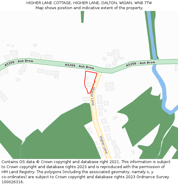 HIGHER LANE COTTAGE, HIGHER LANE, DALTON, WIGAN, WN8 7TW: Location map and indicative extent of plot
