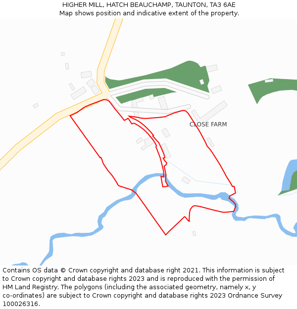 HIGHER MILL, HATCH BEAUCHAMP, TAUNTON, TA3 6AE: Location map and indicative extent of plot