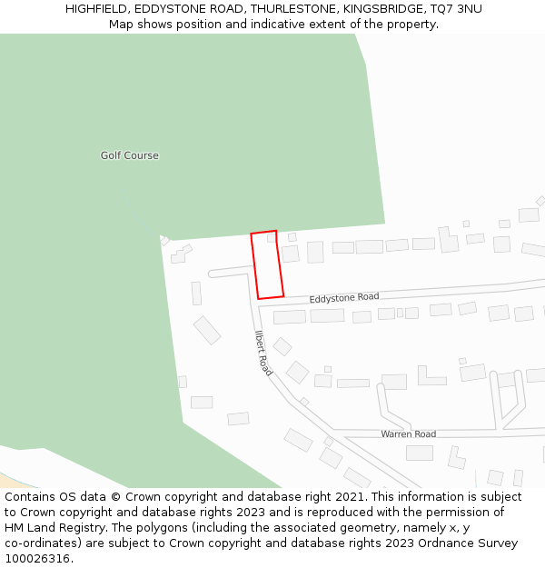 HIGHFIELD, EDDYSTONE ROAD, THURLESTONE, KINGSBRIDGE, TQ7 3NU: Location map and indicative extent of plot