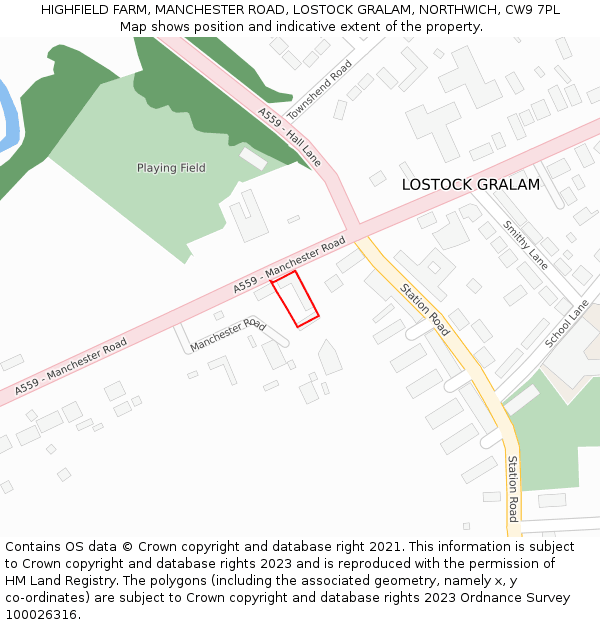 HIGHFIELD FARM, MANCHESTER ROAD, LOSTOCK GRALAM, NORTHWICH, CW9 7PL: Location map and indicative extent of plot
