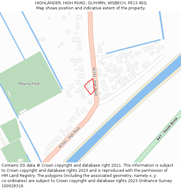 HIGHLANDER, HIGH ROAD, GUYHIRN, WISBECH, PE13 4EQ: Location map and indicative extent of plot