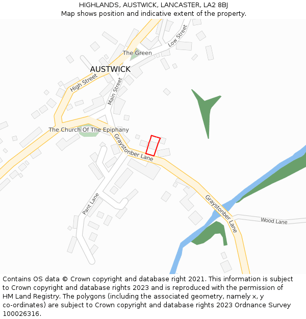 HIGHLANDS, AUSTWICK, LANCASTER, LA2 8BJ: Location map and indicative extent of plot