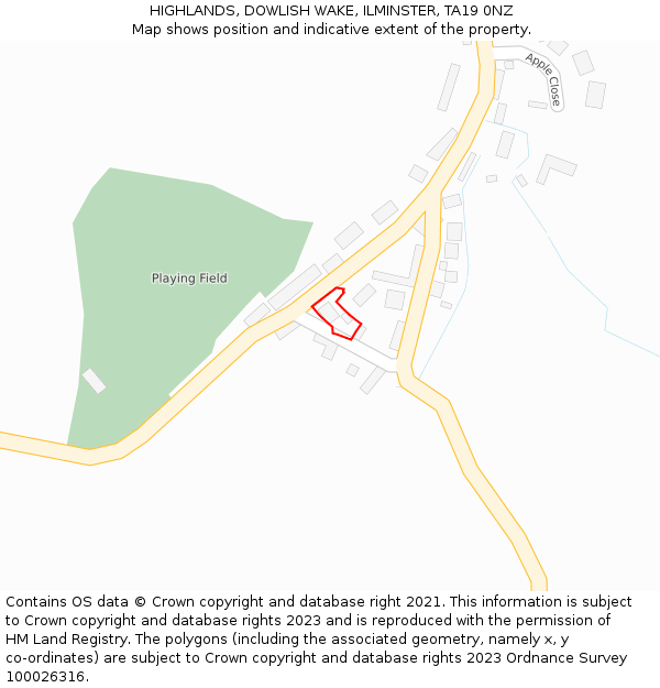 HIGHLANDS, DOWLISH WAKE, ILMINSTER, TA19 0NZ: Location map and indicative extent of plot