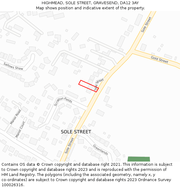 HIGHMEAD, SOLE STREET, GRAVESEND, DA12 3AY: Location map and indicative extent of plot