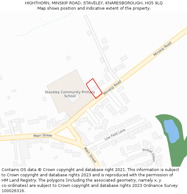 HIGHTHORN, MINSKIP ROAD, STAVELEY, KNARESBOROUGH, HG5 9LQ: Location map and indicative extent of plot