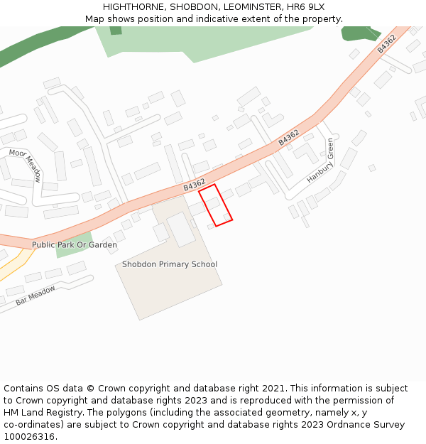 HIGHTHORNE, SHOBDON, LEOMINSTER, HR6 9LX: Location map and indicative extent of plot