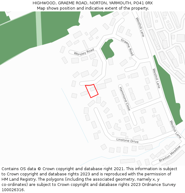 HIGHWOOD, GRAEME ROAD, NORTON, YARMOUTH, PO41 0RX: Location map and indicative extent of plot