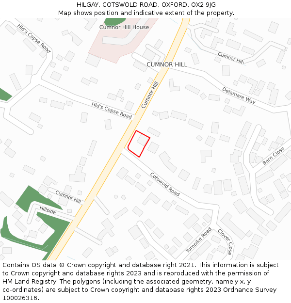 HILGAY, COTSWOLD ROAD, OXFORD, OX2 9JG: Location map and indicative extent of plot