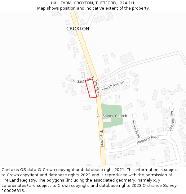 HILL FARM, CROXTON, THETFORD, IP24 1LL: Location map and indicative extent of plot