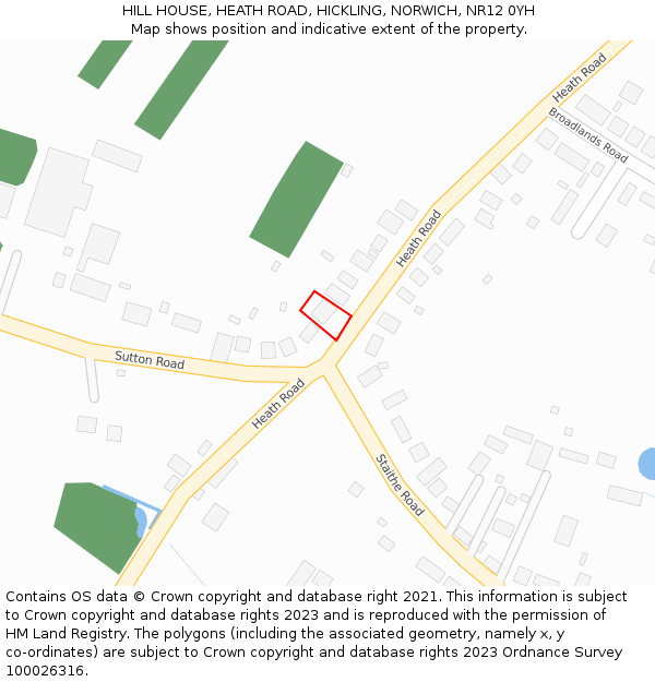 HILL HOUSE, HEATH ROAD, HICKLING, NORWICH, NR12 0YH: Location map and indicative extent of plot