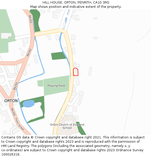 HILL HOUSE, ORTON, PENRITH, CA10 3RG: Location map and indicative extent of plot