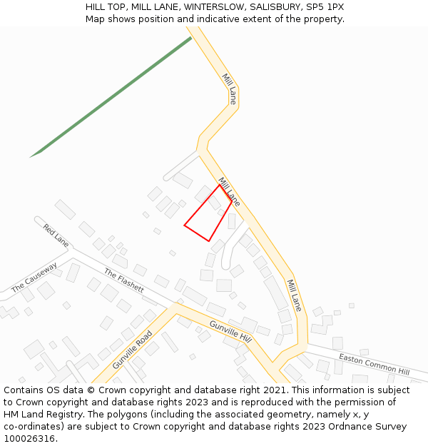 HILL TOP, MILL LANE, WINTERSLOW, SALISBURY, SP5 1PX: Location map and indicative extent of plot