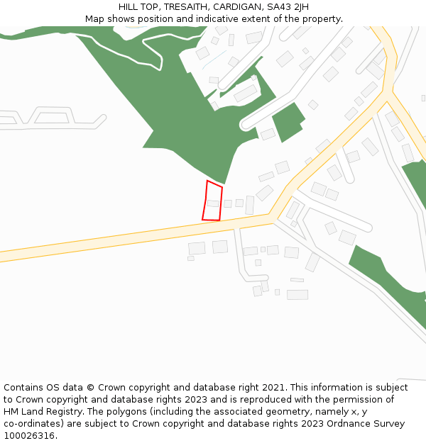 HILL TOP, TRESAITH, CARDIGAN, SA43 2JH: Location map and indicative extent of plot