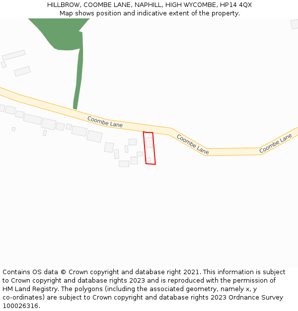 HILLBROW, COOMBE LANE, NAPHILL, HIGH WYCOMBE, HP14 4QX: Location map and indicative extent of plot