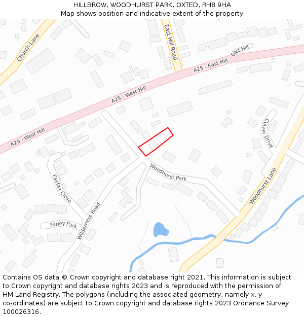 HILLBROW, WOODHURST PARK, OXTED, RH8 9HA: Location map and indicative extent of plot