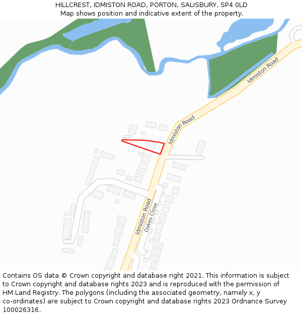 HILLCREST, IDMISTON ROAD, PORTON, SALISBURY, SP4 0LD: Location map and indicative extent of plot