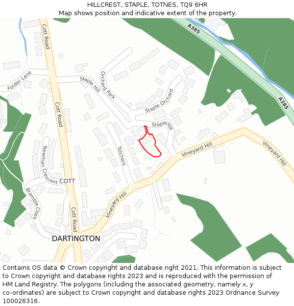 HILLCREST, STAPLE, TOTNES, TQ9 6HR: Location map and indicative extent of plot