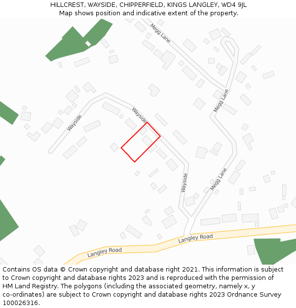 HILLCREST, WAYSIDE, CHIPPERFIELD, KINGS LANGLEY, WD4 9JL: Location map and indicative extent of plot