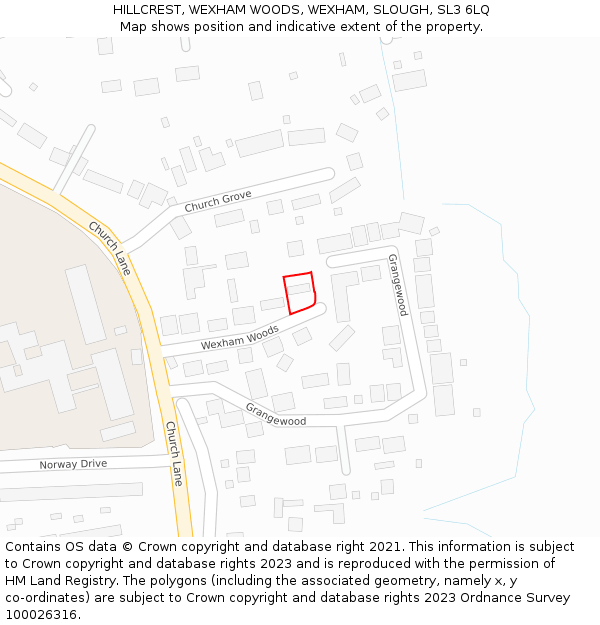 HILLCREST, WEXHAM WOODS, WEXHAM, SLOUGH, SL3 6LQ: Location map and indicative extent of plot