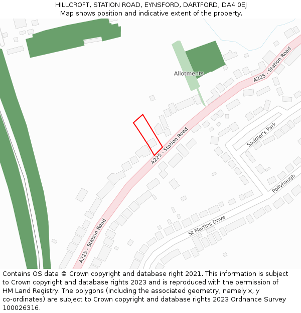 HILLCROFT, STATION ROAD, EYNSFORD, DARTFORD, DA4 0EJ: Location map and indicative extent of plot