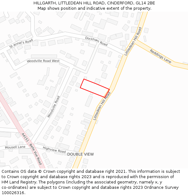 HILLGARTH, LITTLEDEAN HILL ROAD, CINDERFORD, GL14 2BE: Location map and indicative extent of plot