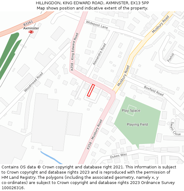 HILLINGDON, KING EDWARD ROAD, AXMINSTER, EX13 5PP: Location map and indicative extent of plot
