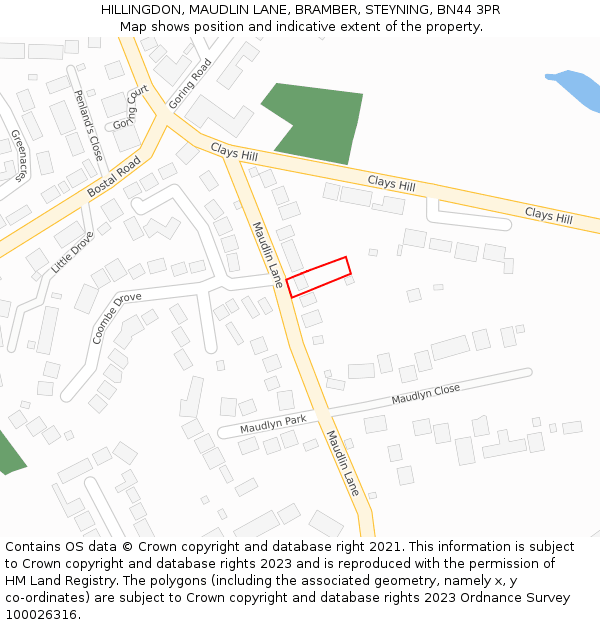 HILLINGDON, MAUDLIN LANE, BRAMBER, STEYNING, BN44 3PR: Location map and indicative extent of plot