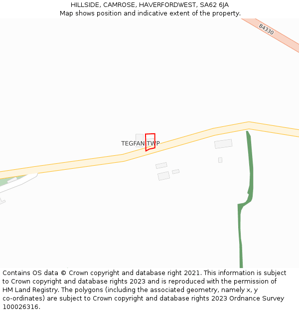 HILLSIDE, CAMROSE, HAVERFORDWEST, SA62 6JA: Location map and indicative extent of plot