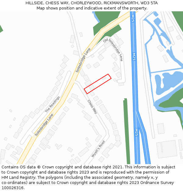 HILLSIDE, CHESS WAY, CHORLEYWOOD, RICKMANSWORTH, WD3 5TA: Location map and indicative extent of plot