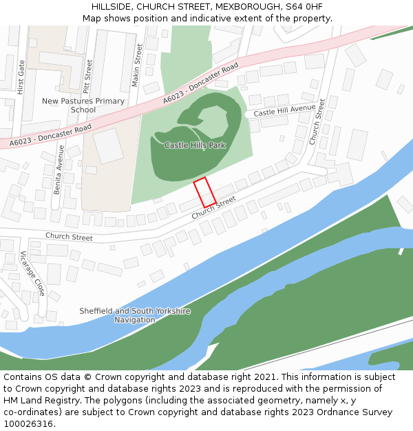 HILLSIDE, CHURCH STREET, MEXBOROUGH, S64 0HF: Location map and indicative extent of plot